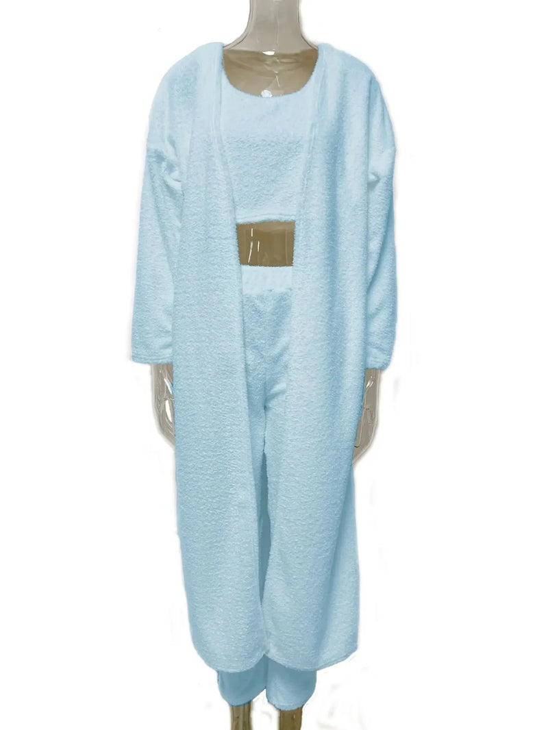 Brushed fleece texture of the Snugly loungewear set, close up