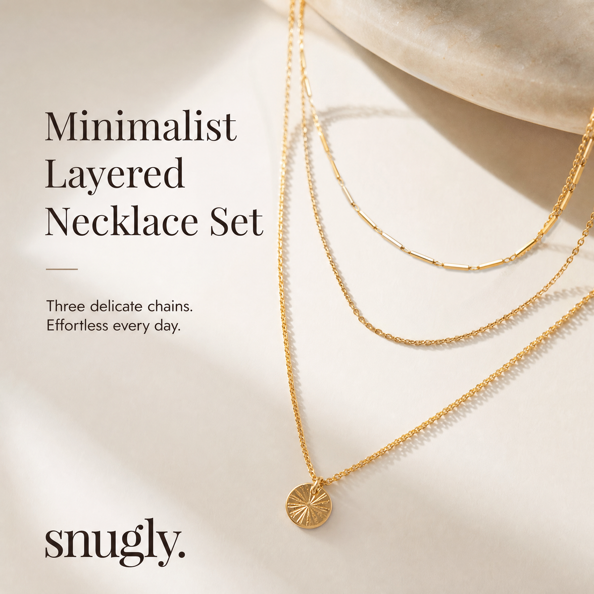 Minimalist Layered Necklace Set in gold
